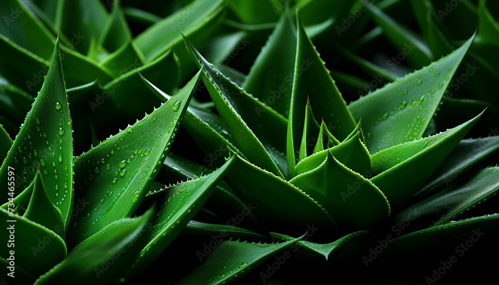 Obraz premium Fresh green succulent plant in nature, vibrant with vitality generated by AI