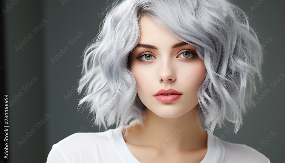 One woman, beauty personified, looking at camera with elegance generated by AI One woman, beauty personified, looking at camera with elegance generated by AI