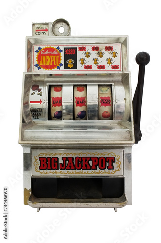 Slot machine on transparent background , casino concept idea. photo