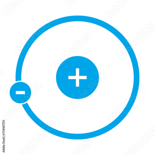 Hydrogen atomic nucleus and electron icons. Vector.