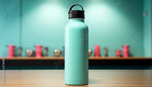 Freshness in a glass, healthy drink on wooden table generated by AI