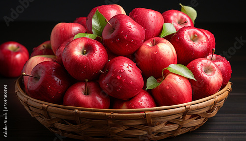 Freshness of nature ripe  juicy apple in organic basket generated by AI