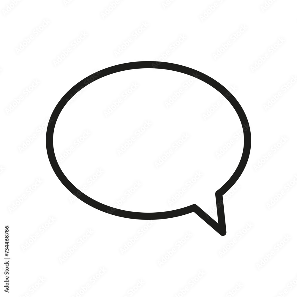 A black and white speech bubble icon on a white background A black and white speech bubble icon on a white background