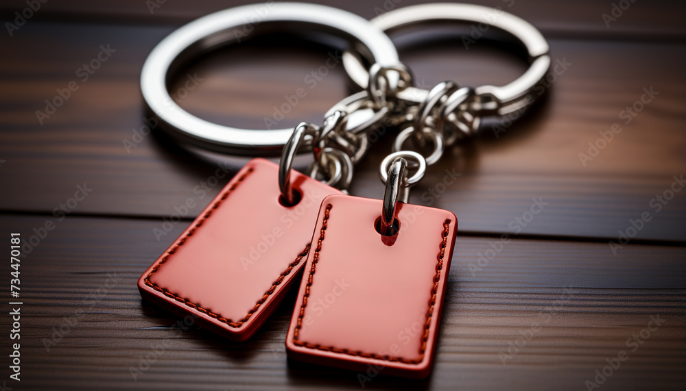 Metal key on wooden table, symbol of security and accessibility generated by AI Metal key on wooden table, symbol of security and accessibility generated by AI