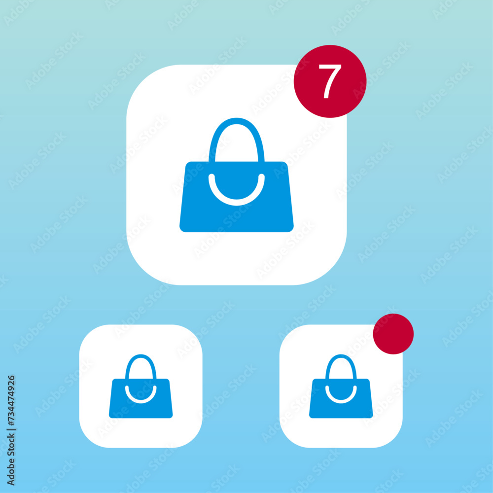 Modern Shopping Bag Icon With Notification Modern Shopping Bag Icon With Notification