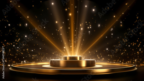 Award ceremony background, golden glitter light effect decoration and bokeh