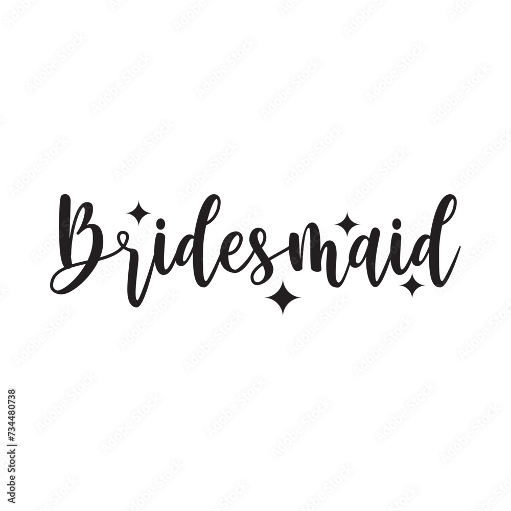 Bridesmaid Vector Design on White Background