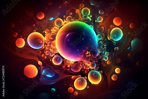 Atoms attempting to bond, forming a vibrant burst of colors. Generative AI