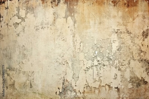 Vintage, worn, aged paper with marbled, stucco texture and stains. Distressed, historic, shabby design with old speckles. Generative AI