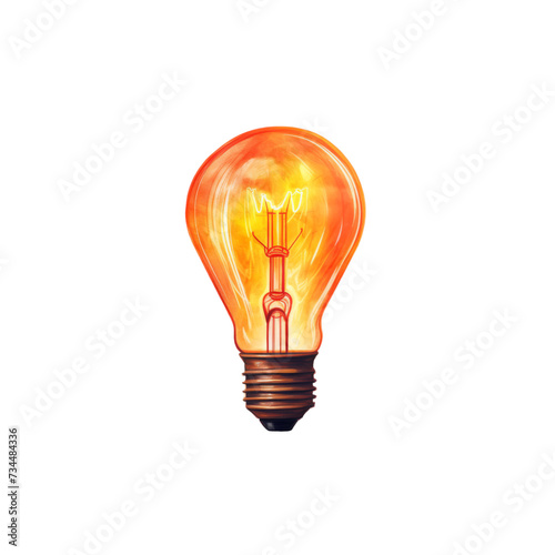Orange Light Bulb on White Background