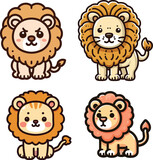 set collection cute lion vector