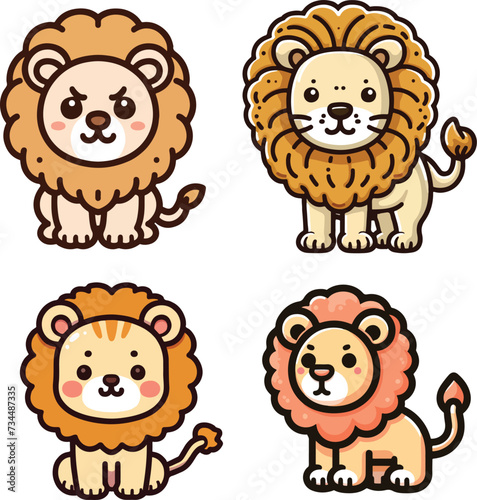 Wallpaper Mural set collection cute lion vector Torontodigital.ca