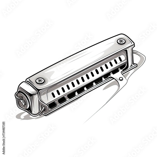 silver harmonica drawing, musical instrument clip art preview