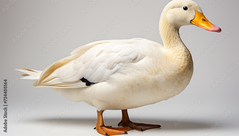 Cute duckling standing by the pond, looking at the camera generated by AI Cute duckling standing by the pond, looking at the camera generated by AI
