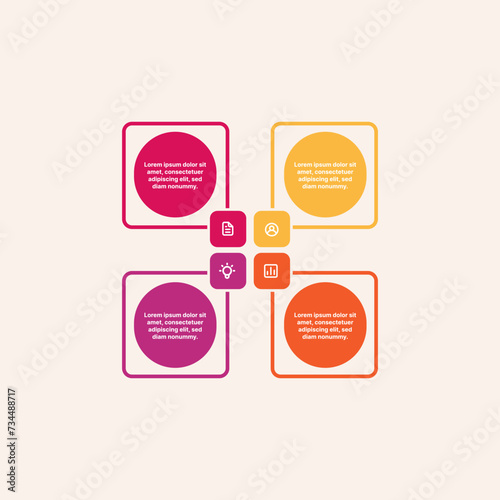 Squares Diagram Slide Template stock illustration with icons