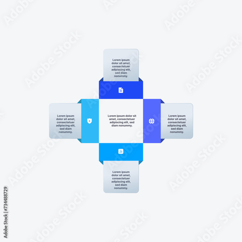 Four segment vector infographic for marketing and business presentations