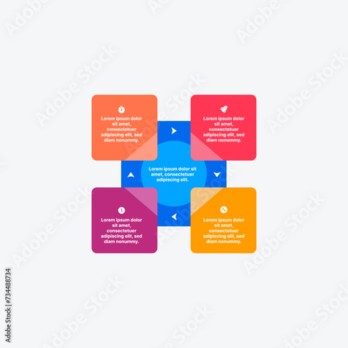 Four square business process vector infographic stock illustration