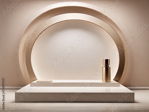 3D Illustration of Pedestal Podium with Brown Foundation Cream