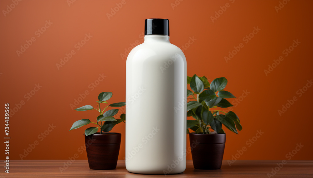 Freshness in nature green plant in glass jar generated by AI Freshness in nature green plant in glass jar generated by AI