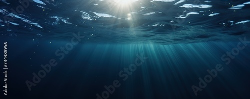 Dark ocean surface form underwater angle