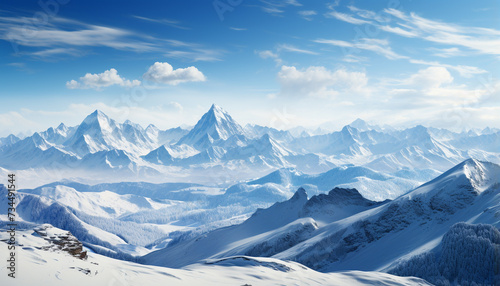 Majestic mountain peak, tranquil scene, frozen beauty in nature generated by AI © Gstudio
