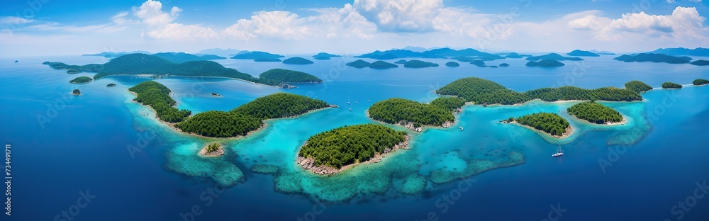 Panoramic aerial view beautiful island