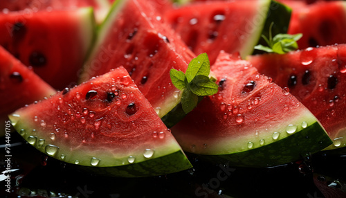 Fresh watermelon slice  a sweet and juicy summer refreshment generated by AI
