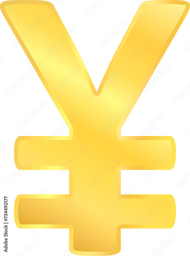 Obraz premium Gold Yen currency money sign golden Japanese finance symbol concept vector graphic clipart
