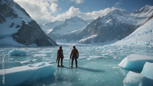 A dialogue between two adventurers trapped on a glacier Generative AI