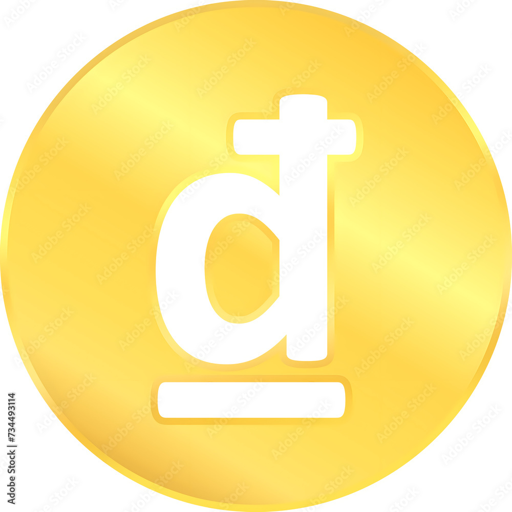 Fototapeta premium Vietnamese gold dong coin symbol money economy finance sign concept vector illustration clipart