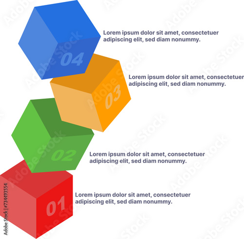 Colorful cubes to show process diagrams vector infographic