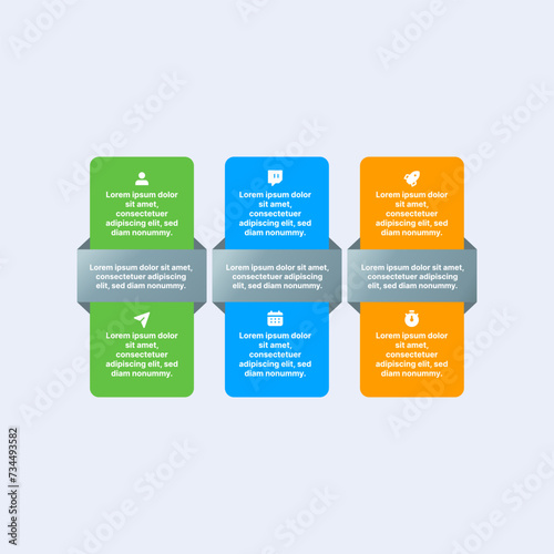 Business vector infographic element in tower format for six descriptions