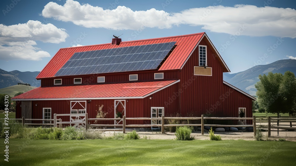Obraz premium electricity solar panel barn