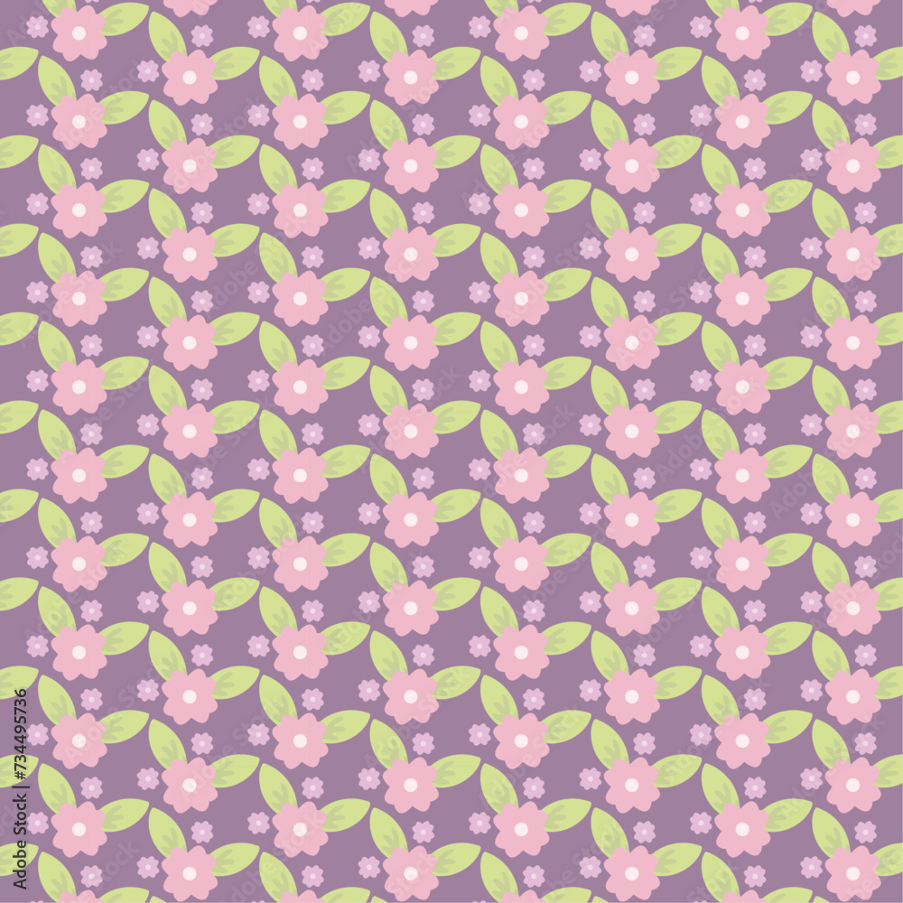 Vector seamless pattern with pastel colors flowers, floral pattern design
