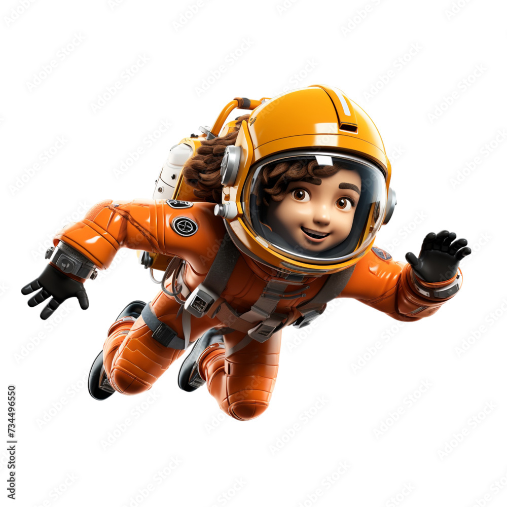 Cartoon Character in Orange Space Suit Cartoon Character in Orange Space Suit