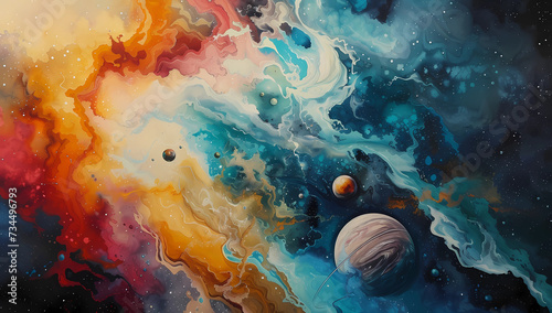 painted art of planets