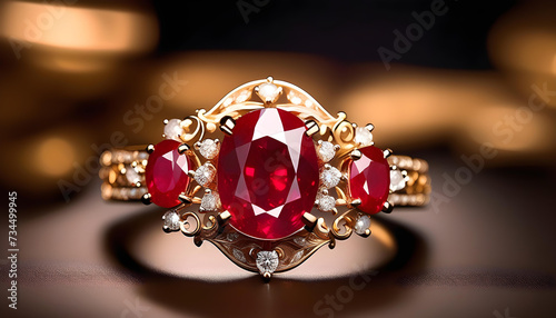 Ruby Jewelry, Gemstone, Precious, Red, Luxury, Fashion, Accessories, Necklace, Earrings, Bracelet, Ring, Glamour, Sparkle, Gem, Elegant, AI Generated