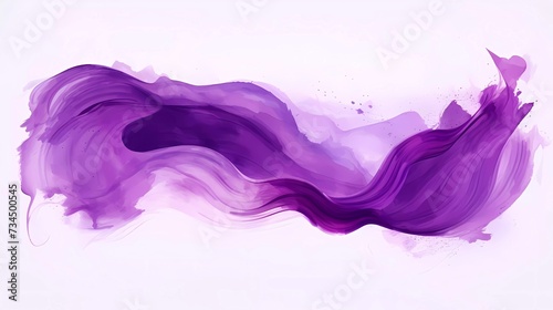 Brushstrokes of purple oil paint on white background. generative ai 