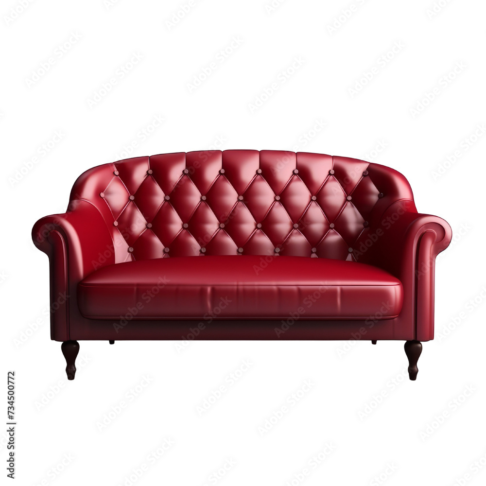 Red Sofa PNG Cutout, Generative AI Red Sofa PNG Cutout, Generative AI
