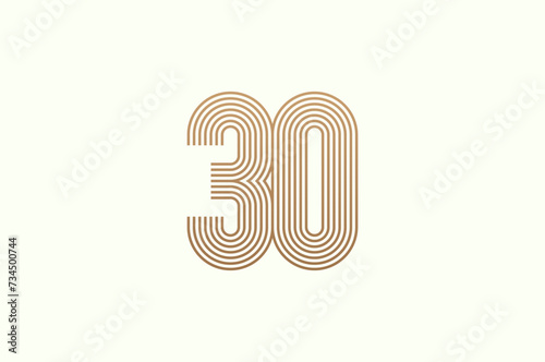 Number 30 Logo. Monogram Number 30 logo multi line style. usable for business logos and anniversary. flat design logo template. vector illustration	 photo