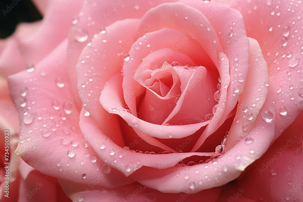 A close-up of a dew-covered pink rose, highlighting its delicate petals and natural beauty. A close-up of a dew-covered pink rose, highlighting its delicate petals and natural beauty.