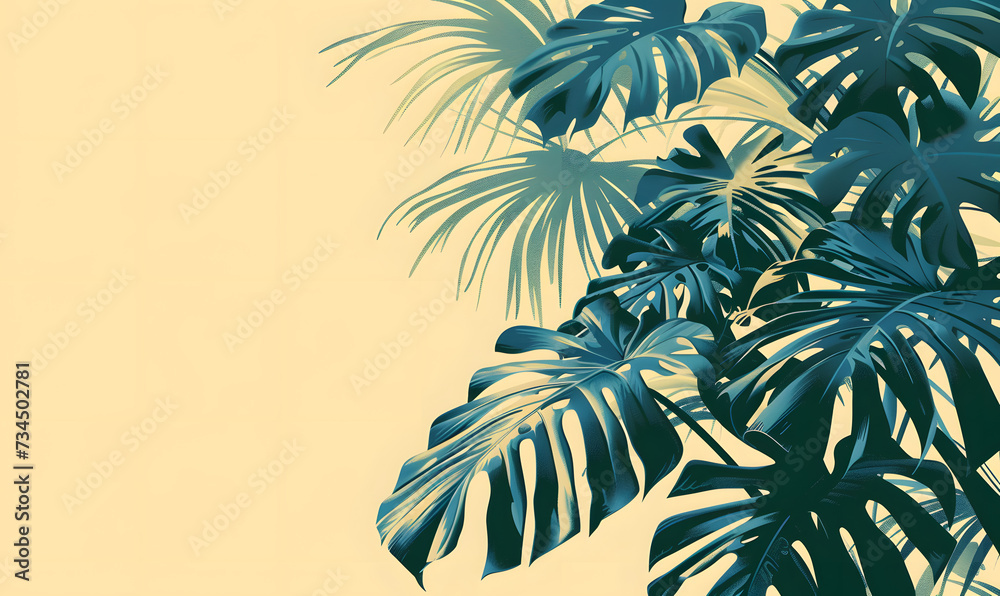 minimalist monochromatic hawaiian plant design,Generative AI  - obrazy, fototapety, plakaty 