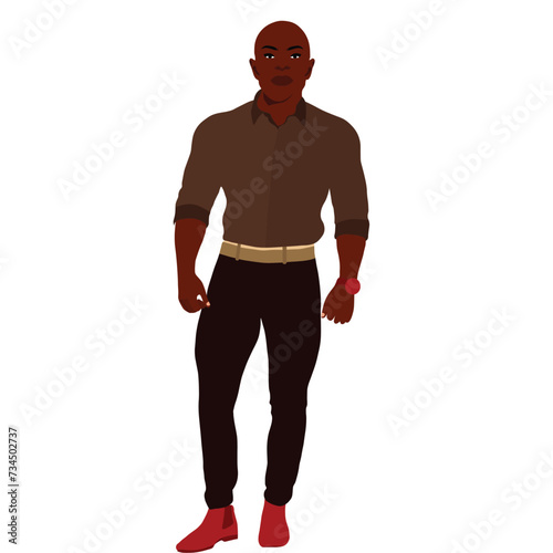 Bald head black man in elegant art style vector