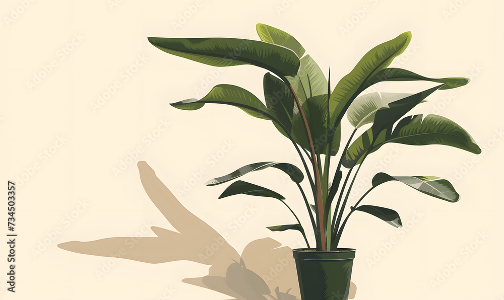 minimalist monochromatic hawaiian plant design,Generative AI  - obrazy, fototapety, plakaty 
