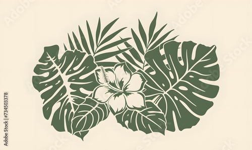 minimalist monochromatic hawaiian plant design,Generative AI  photo