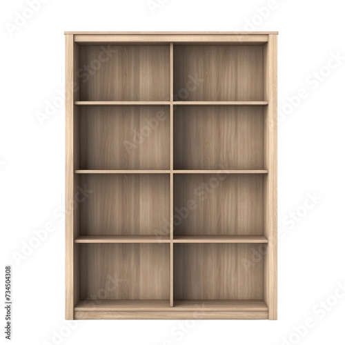 Wooden Bookshelf PNG Cutout, Generative AI