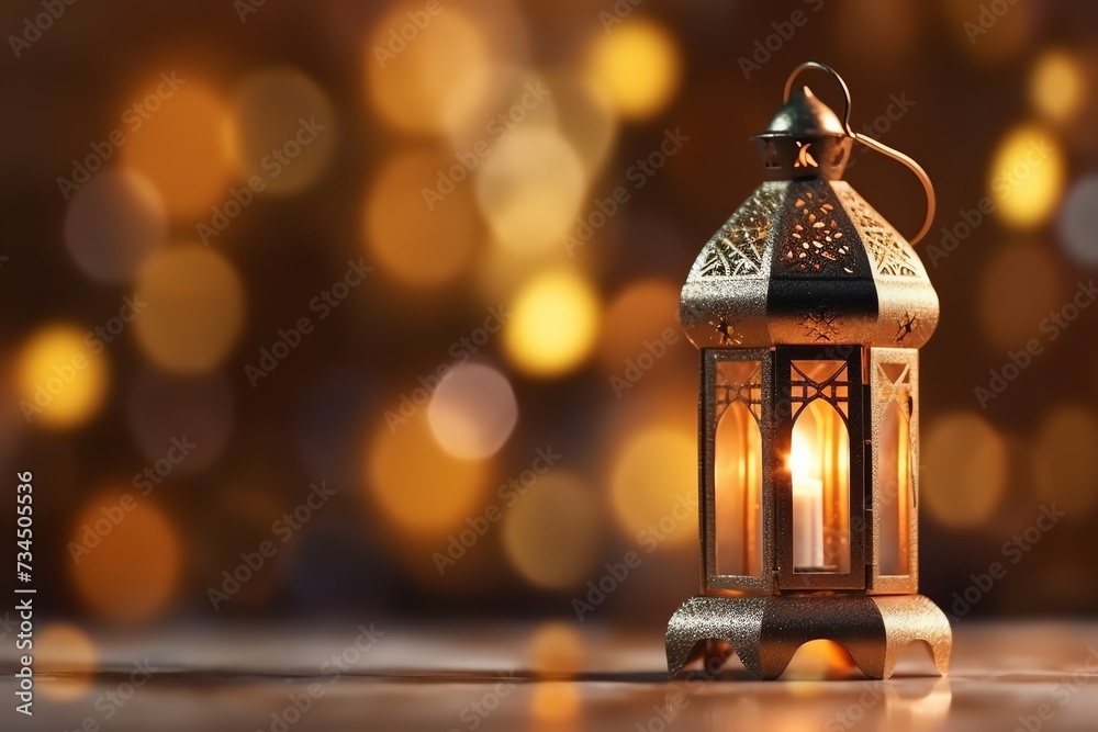 Eid mubarak and ramadan kareem greetings with islamic lantern and mosque. Eid al fitr background