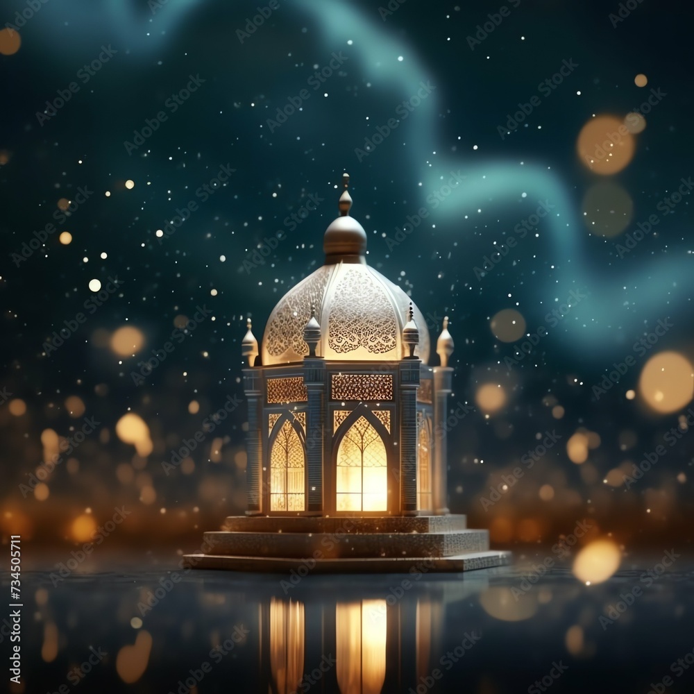 Eid mubarak and ramadan kareem greetings with islamic lantern and mosque. Eid al fitr background Eid mubarak and ramadan kareem greetings with islamic lantern and mosque. Eid al fitr background