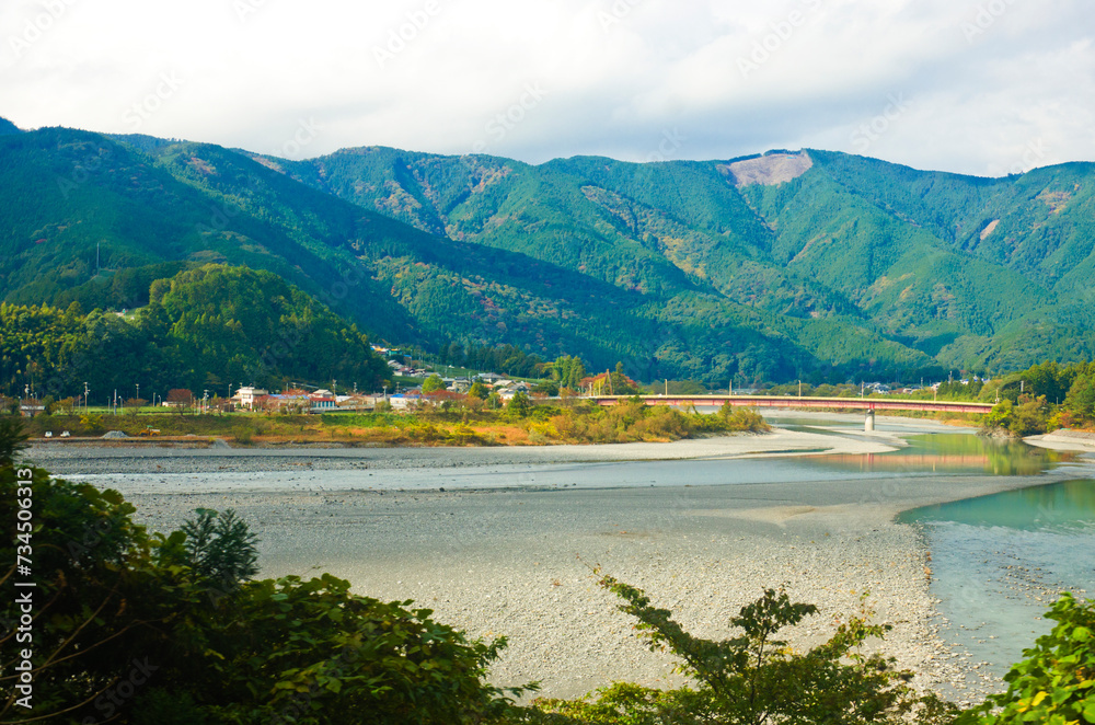 The scenery of Oi river at Shimada town, Shizuoka prefecture, Japan.