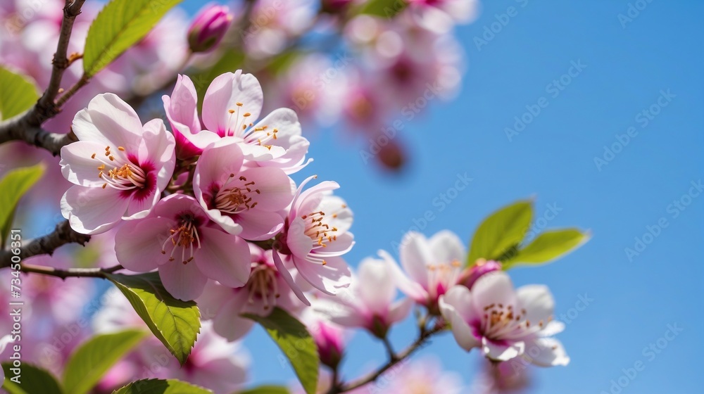 cherry blossom on blue sky background with copy space for text cherry blossom on blue sky background with copy space for text